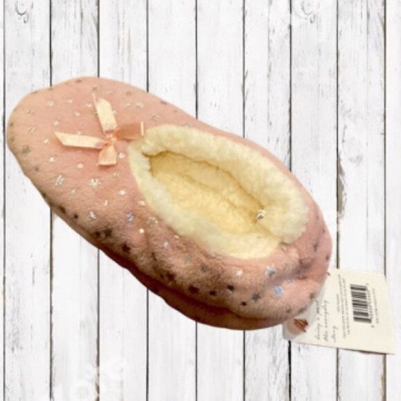 Cozy Corner Club Slipper Foil Cozies Pink Fluffy w Silver Star M/L - Picture 2 of 13